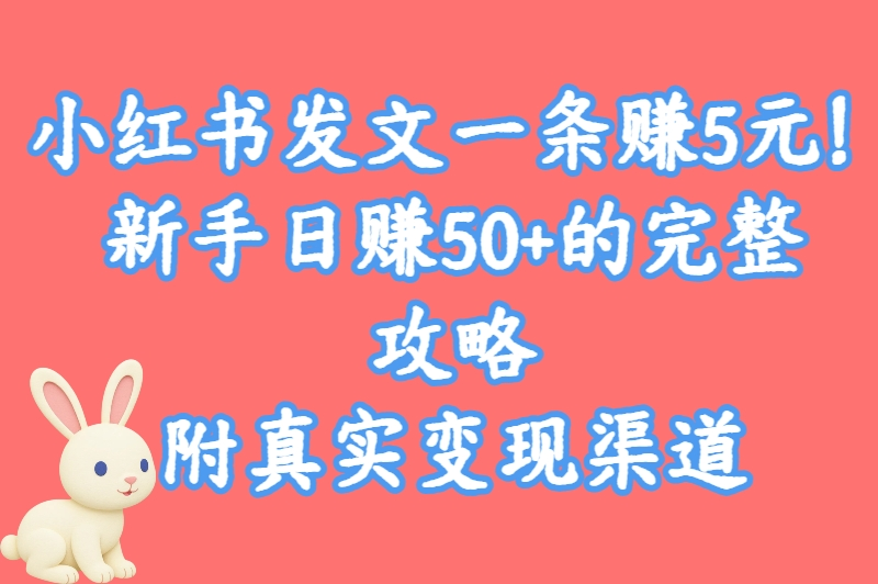 每天1小时，小红书发文一条赚5元！附变现渠道和避坑指南