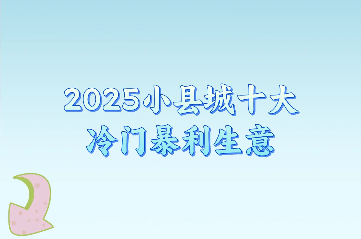 2025小县城十大冷门暴利生意!一个人单干也能年入20万?