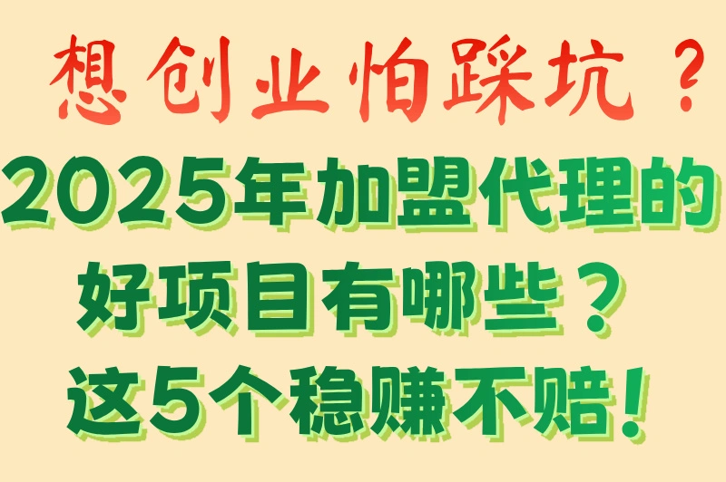 想创业怕踩坑？2025年加盟代理的好项目有哪些？这5个稳赚不赔！
