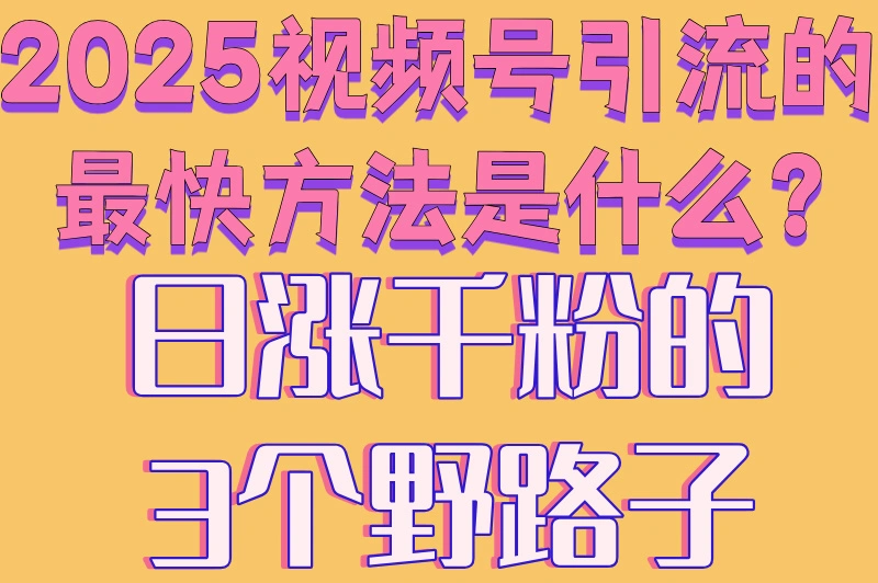 2025视频号引流的最快方法是什么?日涨千粉的3个野路子