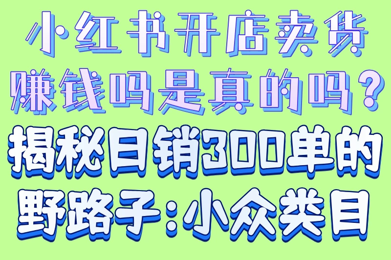 小红书开店卖货赚钱吗是真的吗?揭秘日销300单的野路子:小众类目