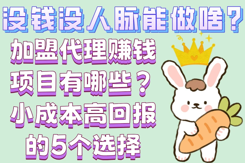 没钱没人脉能做啥?加盟代理赚钱项目有哪些?小成本高回报的5个选择
