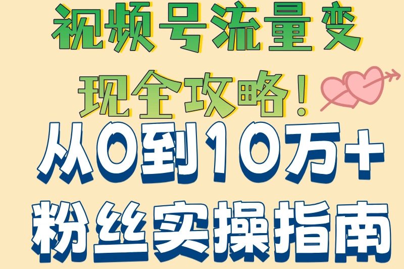 视频号流量变现全攻略！从0到10万+粉丝实操指南