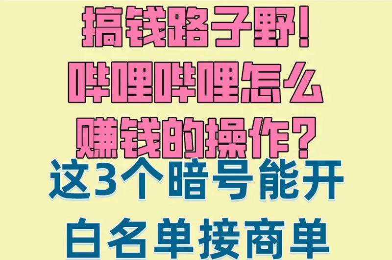 搞钱路子野!哔哩哔哩怎么赚钱的操作?这3个暗号能开白名单接商单