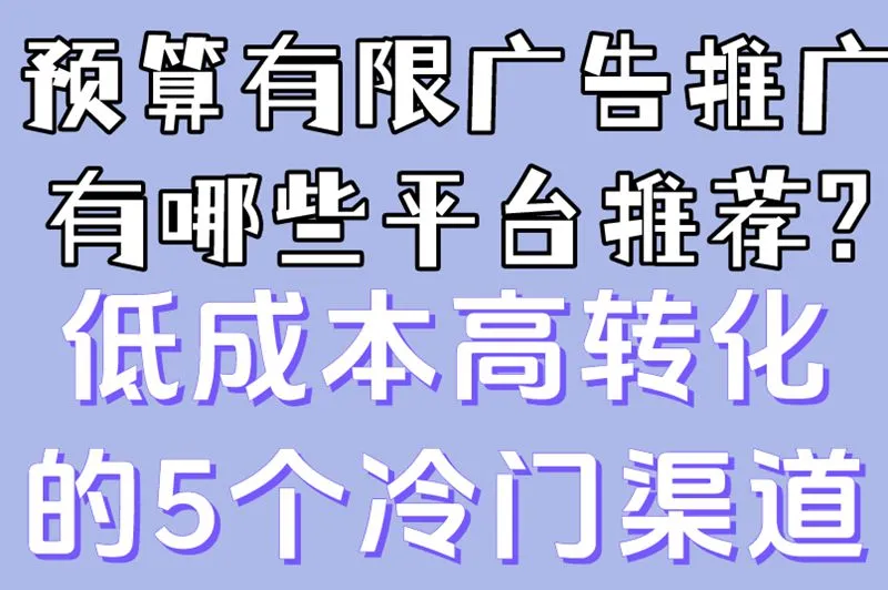 预算有限广告推广有哪些平台推荐?低成本高转化的5个冷门渠道