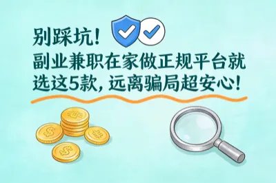 别踩坑！副业兼职在家做正规平台就选这5款，远离骗局超安心！
