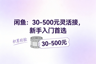 闲鱼：30-500元灵活接，新手入门练手首选