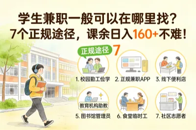 学生兼职一般可以在哪里找？7个正规途径，课余日入160+不难！