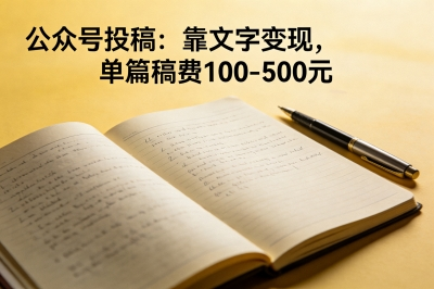 公众号投稿：靠文字变现，单篇稿费100-500元