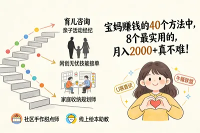 盘点宝妈赚钱的40个方法中，8个最实用的，月入2000+真不难！