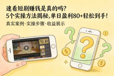 速看短剧赚钱是真的吗？5个实操方法揭秘，单日盈利80+轻松到手！
