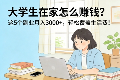 大学生在家怎么赚钱?这5个副业月入3000+,轻松覆盖生活费!