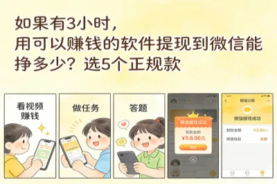 如果有3小时,用可以赚钱的软件提现到微信能挣多少?选5个正规款