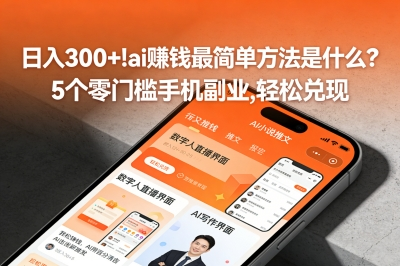 日入300+!ai赚钱最简单方法是什么?5个零门槛手机副业,轻松兑现