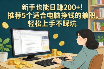 新手也能日赚200+!推荐5个适合电脑挣钱的兼职,轻松上手不踩坑
