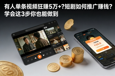 有人单条视频狂赚5万+?短剧如何推广赚钱?学会这3步你也能做到