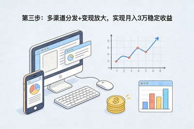 第三步:多渠道分发+变现放大,实现月入3万稳定收益
