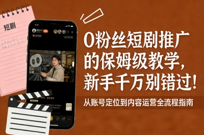0粉丝怎么做短剧推广?保姆级教学手把手带你入门,新手千万别错过