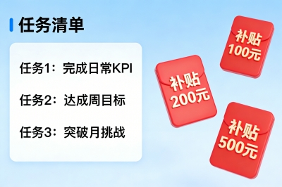 平台任务奖励：完成KPI赚额外补贴