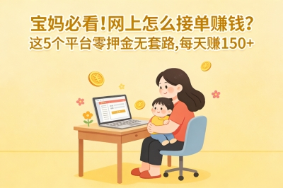 宝妈必看!网上怎么接单赚钱?这5个平台零押金无套路,每天赚150+