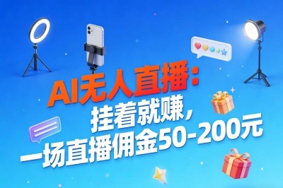 AI无人直播:挂着就赚,一场直播佣金50-200元