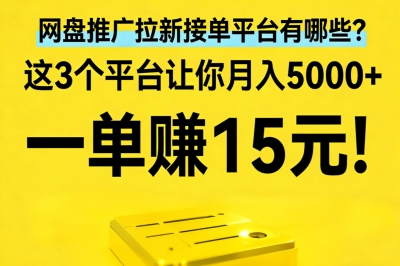 一单赚15元!网盘推广拉新接单平台有哪些?这3个平台让你月入5000+