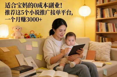 适合宝妈的0成本副业!推荐这5个小说推广接单平台,一个月赚3000+