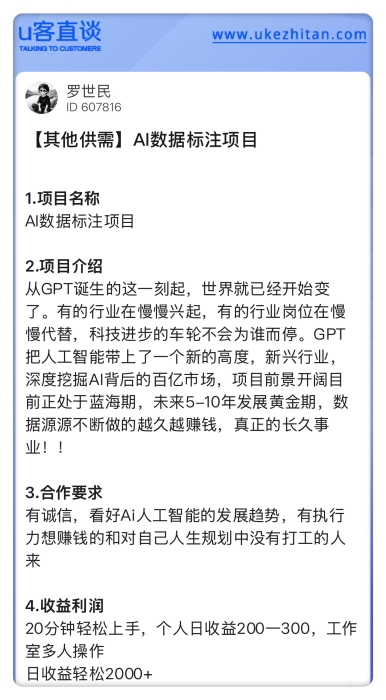 AI数据标注项目