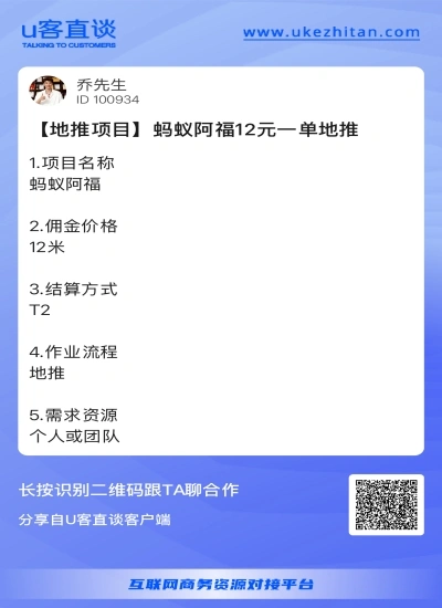 蚂蚁阿福12元一单地推