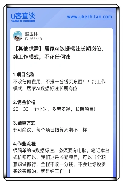 居家AI数据标注长期岗位