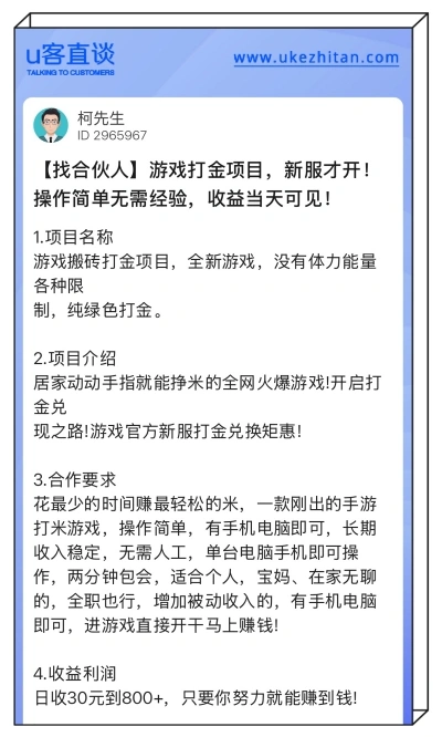 游戏打金项目
