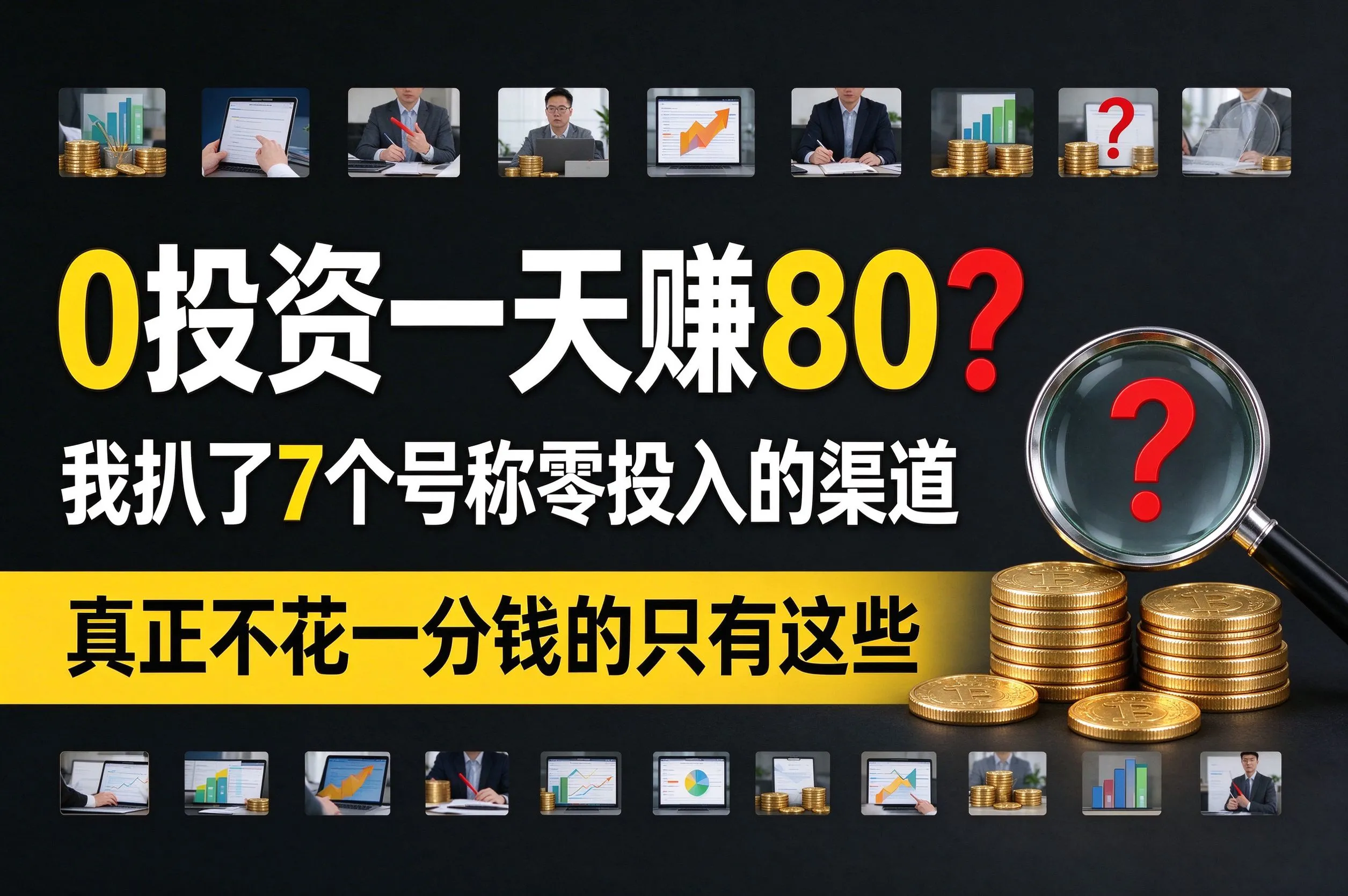 0投资一天赚80能信吗?我扒了7个号称零投入的渠道,真正不花一分钱的只有这些