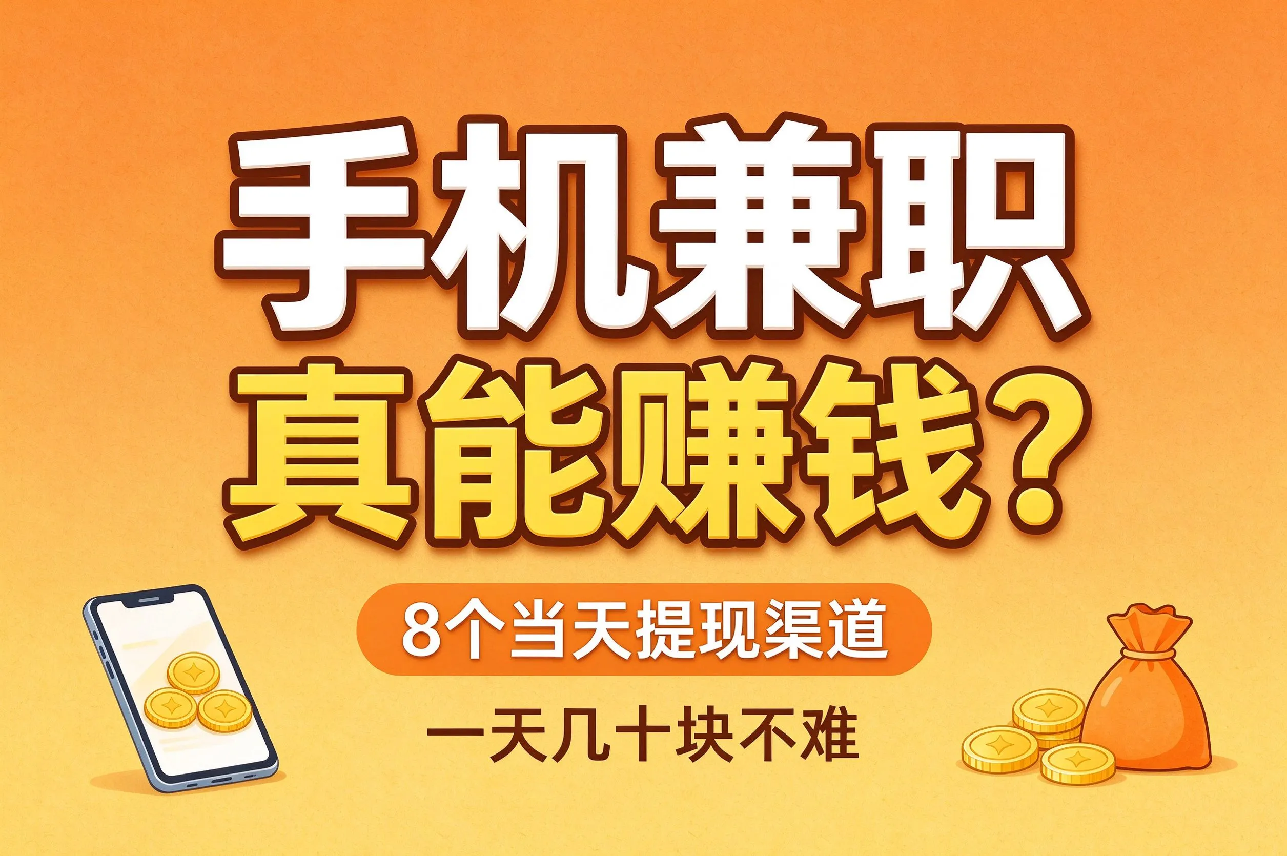 手机兼职到底能不能赚到钱？分享8个当天提现的手机兼职渠道，一天几十块不难