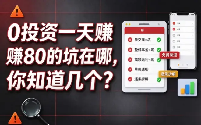 0投资一天赚80的坑在哪,你知道几个?这6个渠道不用先交钱,单价我一条条摆出来
