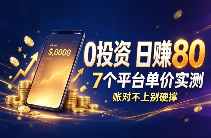 下班后靠0投资一天赚80赚钱软件能补多少，这7个平台我按单价算过，账对不上就别硬撑