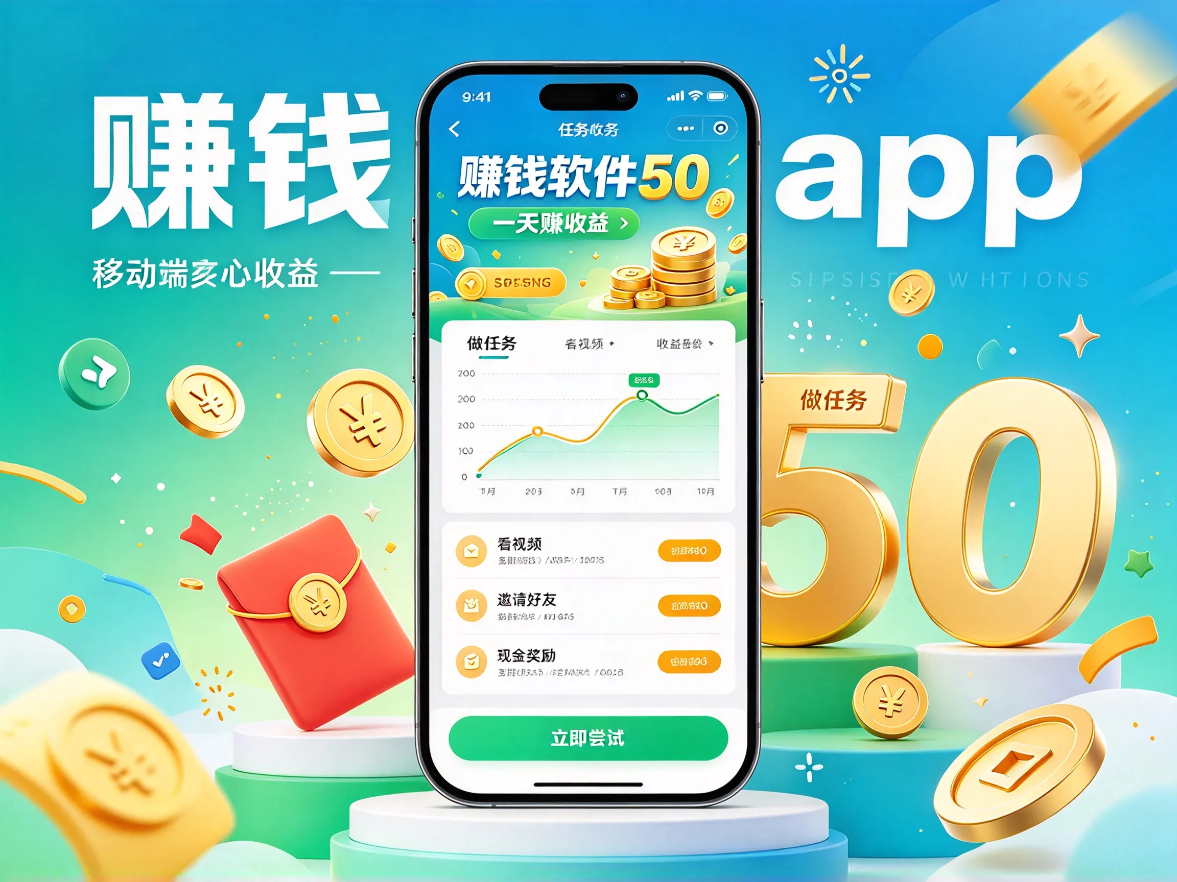 翻了5个赚钱软件app一天赚50，能跑到看单量，够一顿饭钱！