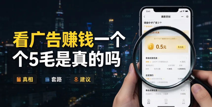 看广告赚钱一个5毛是真的吗?盘点6个直接看广告赚钱的APP,建议收藏!