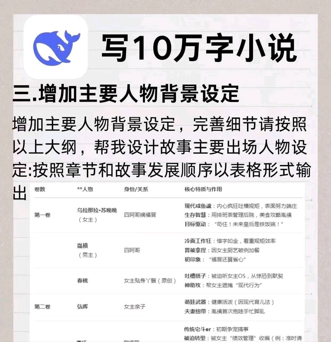 徐女士找合伙人AI小说Deepseek