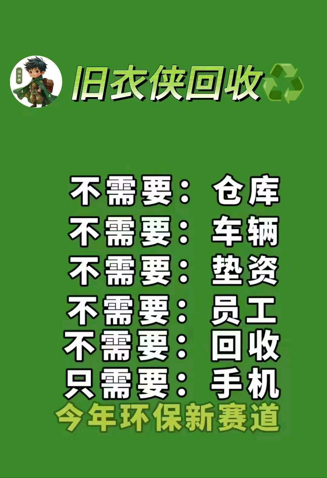 杨女士其他供需全国旧衣回收，一部手机推广小程序