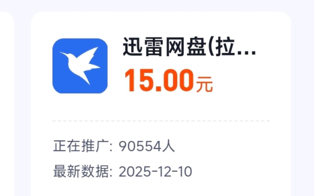 王先生地推项目迅雷网盘,每单15块,日结