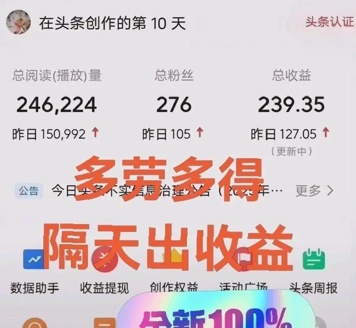 杨先生其他供需今日头条副业项目,收益当天可见