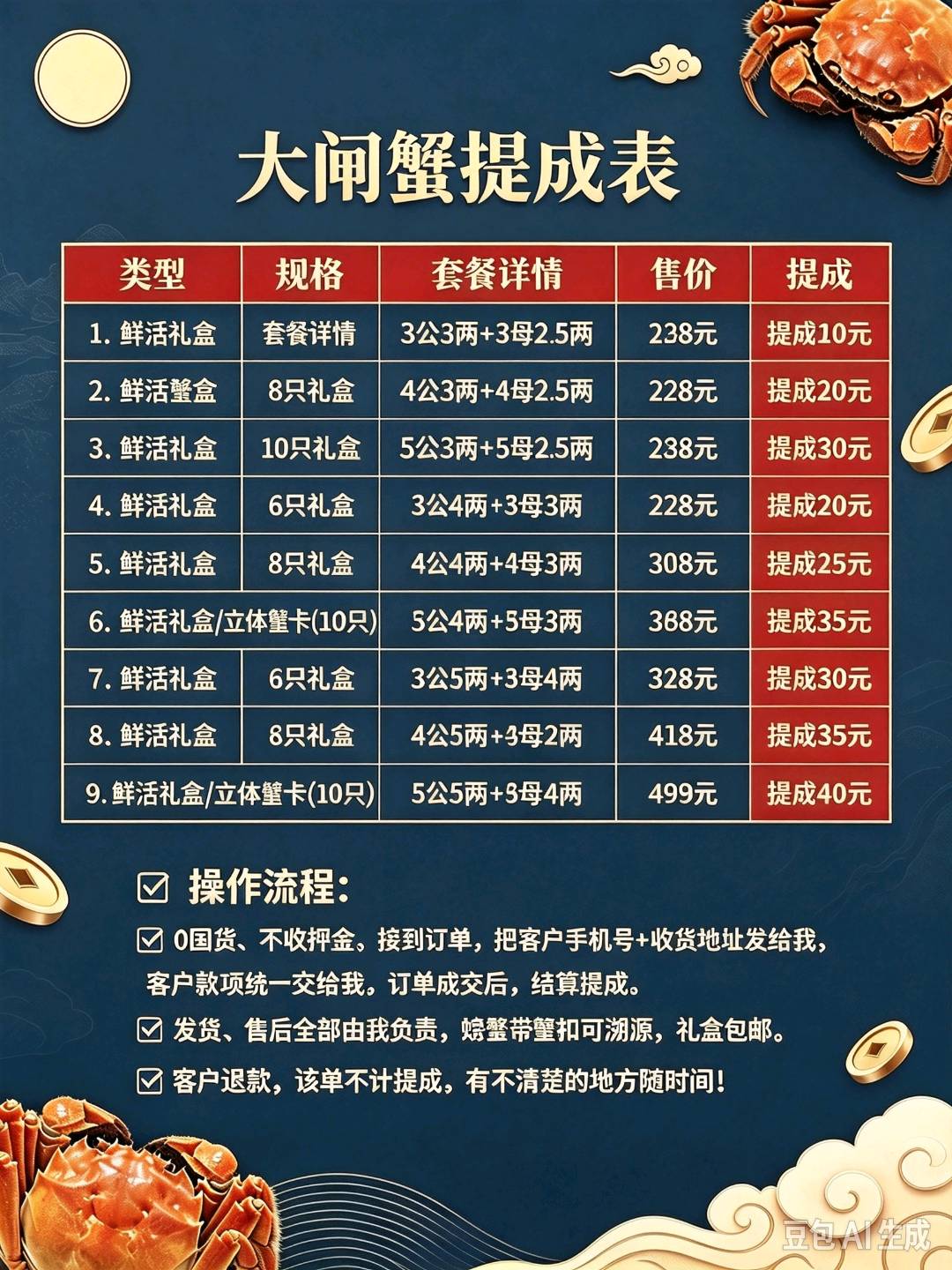 姜先生品牌货源大闸蟹货源诚招分销代理,一件代发0囤货