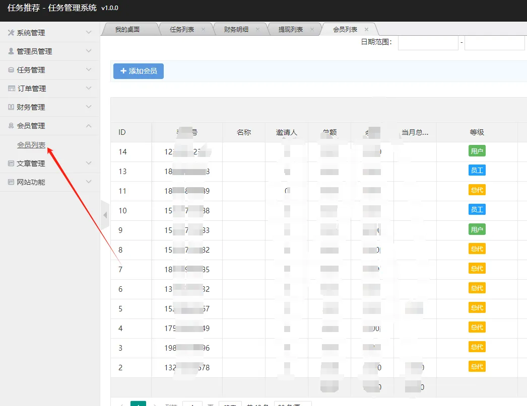 马先生找合伙人APP拉新后台,源代码,免费搭建前后端