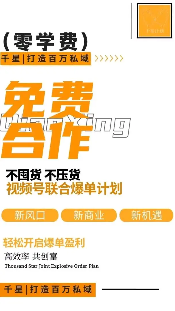 卢斌找合伙人*新上线项目 千星视频号爆单计划项目0学费,当天加入,当天赚钱