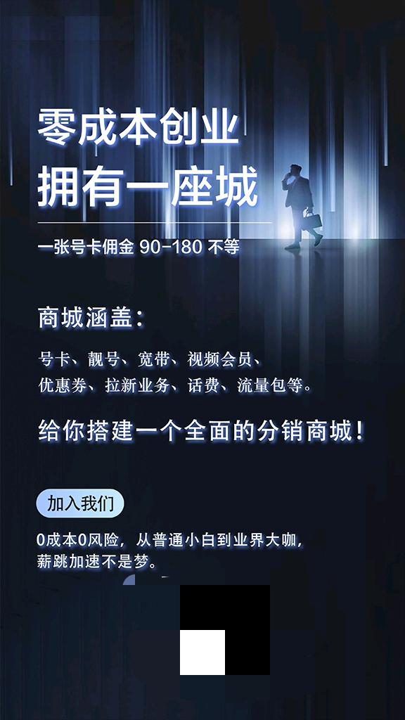刘先生地推项目流量电话卡招代理，电信卡300  联通290  移动285 正规运营 