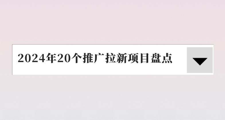 2024年20个推广拉新项目盘点