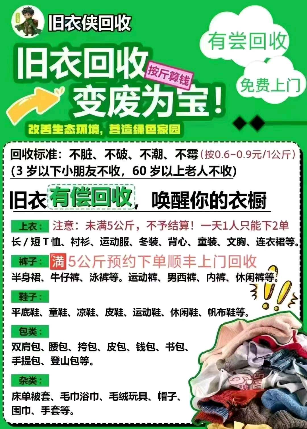 李先生地推项目旧衣侠上门回收项目