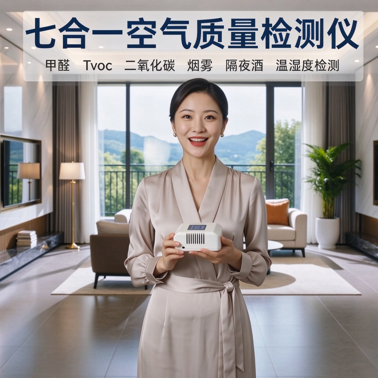 李先生品牌货源七合一空气质量检测仪甲醛Tvoc二氧化碳烟雾隔夜酒酒精气体温湿度检测