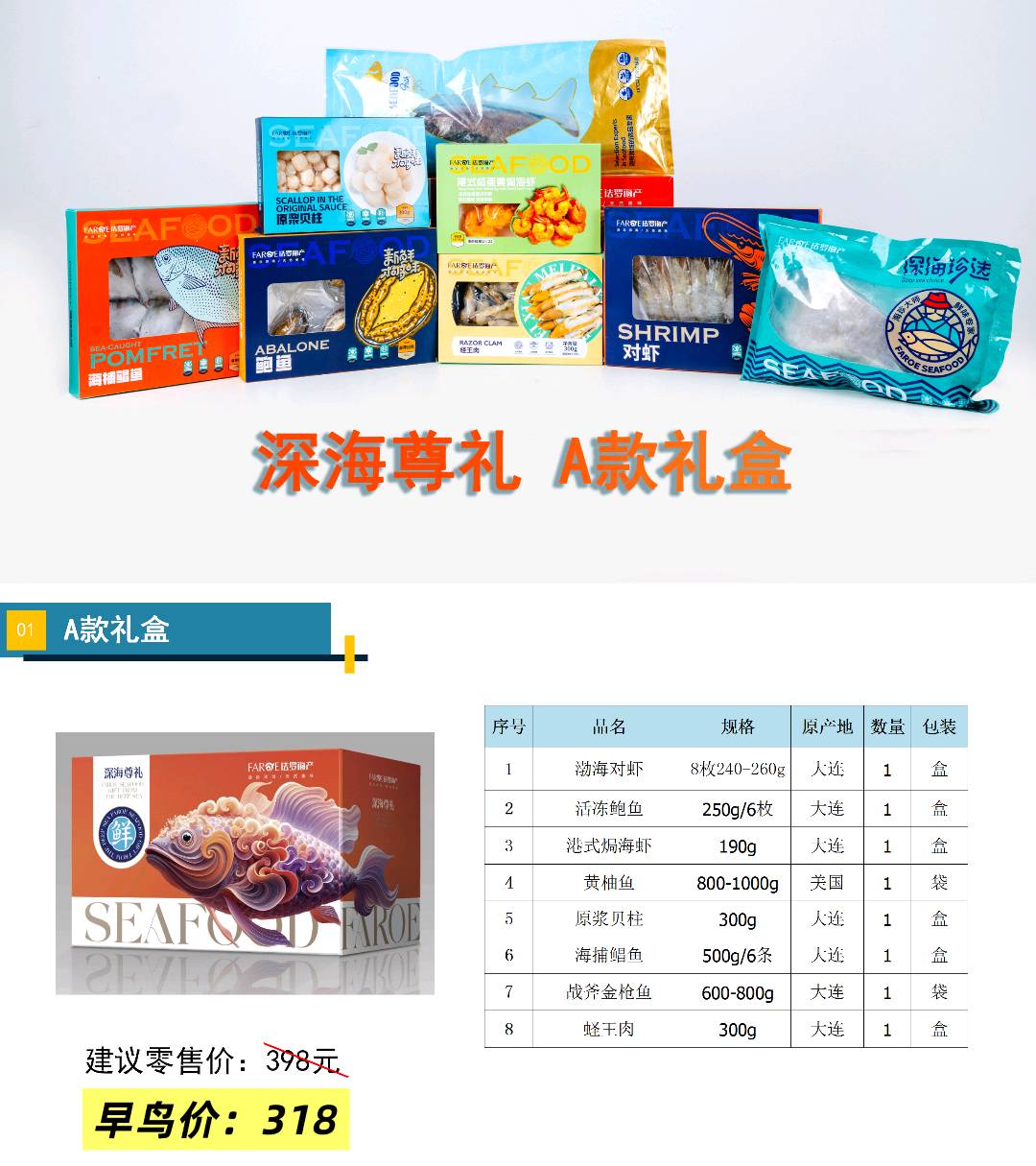 董长裕品牌货源大连本土老牌海鲜礼盒加工厂，找带货社区团购团长以及各类带货达人，分佣制