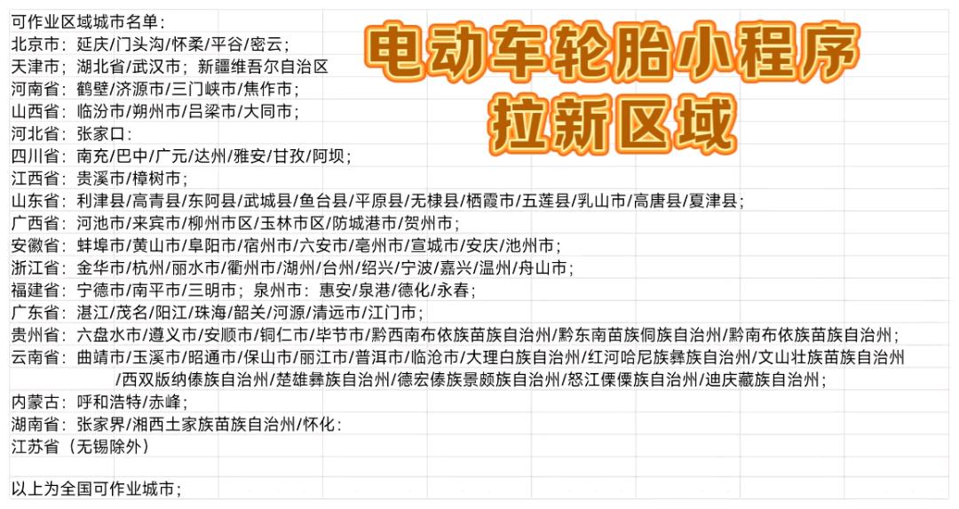谢先生地推项目电动车轮胎小程序拉新35元一单一结